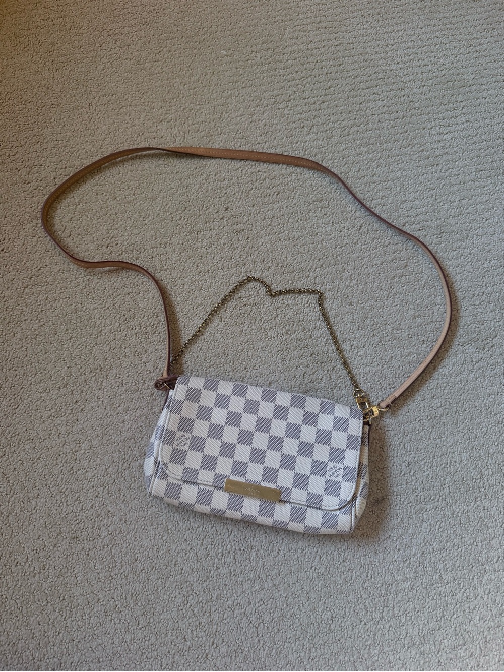 Authentic Louis Vuitton Favorite MM Damier Azur Crossbody Bag